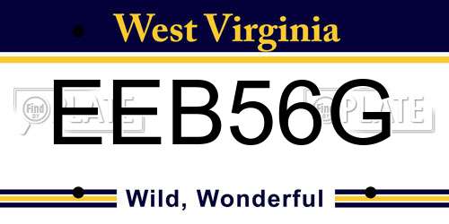 EEB56G West Virginia License Plate