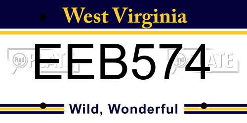 EEB574 West Virginia License Plate