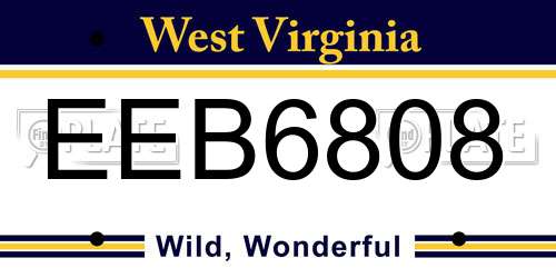 EEB6808 West Virginia License Plate