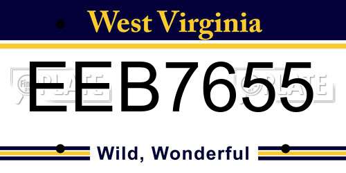 EEB7655 West Virginia License Plate