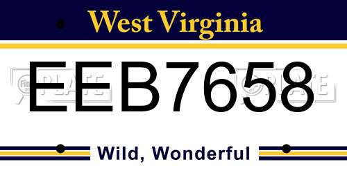 EEB7658 West Virginia License Plate