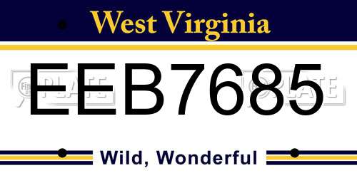 EEB7685 West Virginia License Plate