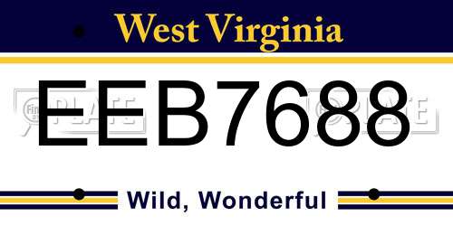 EEB7688 West Virginia License Plate
