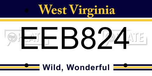 EEB824 West Virginia License Plate