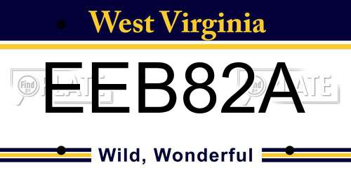 EEB82A West Virginia License Plate