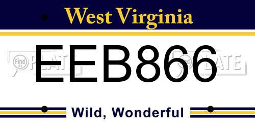 EEB866 West Virginia License Plate