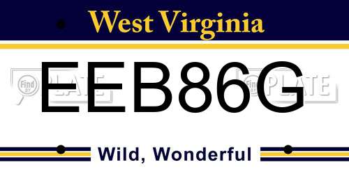 EEB86G West Virginia License Plate