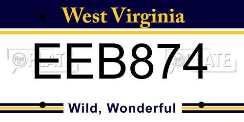 EEB874 West Virginia License Plate