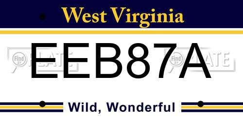 EEB87A West Virginia License Plate