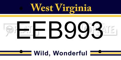 EEB993 West Virginia License Plate