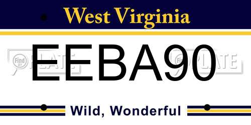 EEBA90 West Virginia License Plate