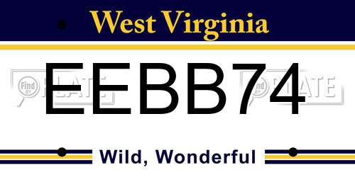 EEBB74 West Virginia License Plate