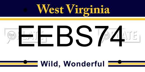 EEBS74 West Virginia License Plate
