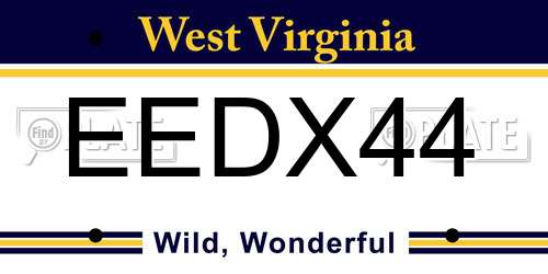EEDX44 West Virginia License Plate