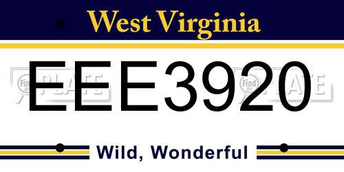 EEE3920 West Virginia License Plate