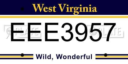 EEE3957 West Virginia License Plate