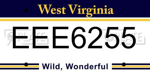 EEE6255 West Virginia License Plate