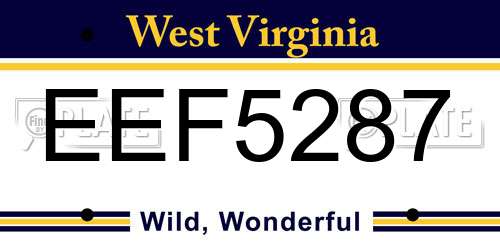EEF5287 West Virginia License Plate