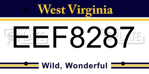 EEF8287 West Virginia License Plate
