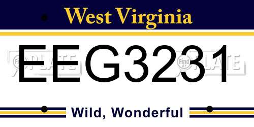 EEG3231 West Virginia License Plate