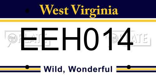 EEH014 West Virginia License Plate