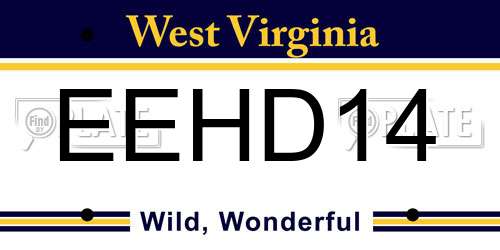 EEHD14 West Virginia License Plate