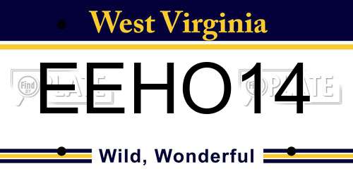 EEHO14 West Virginia License Plate