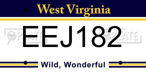 EEJ182 West Virginia License Plate