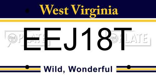 EEJ18T West Virginia License Plate