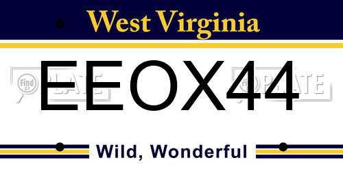 EEOX44 West Virginia License Plate