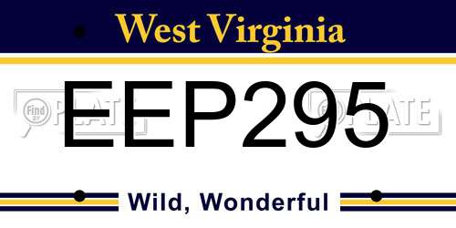 EEP295 West Virginia License Plate