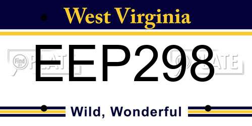 EEP298 West Virginia License Plate