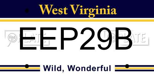 EEP29B West Virginia License Plate