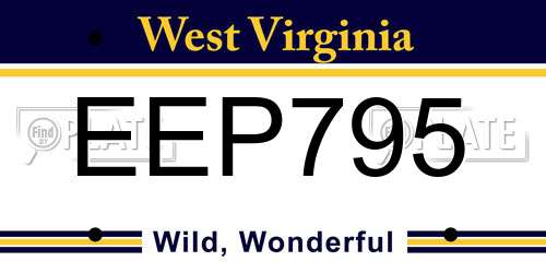 EEP795 West Virginia License Plate