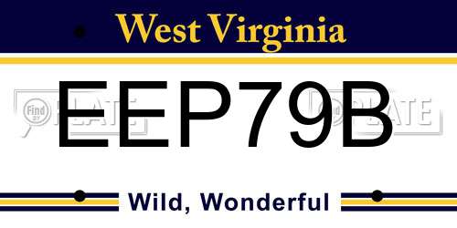 EEP79B West Virginia License Plate