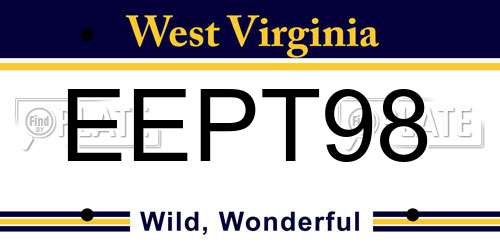 EEPT98 West Virginia License Plate