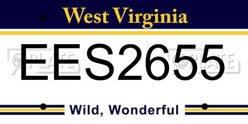 EES2655 West Virginia License Plate