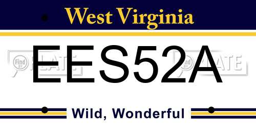 EES52A West Virginia License Plate