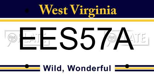 EES57A West Virginia License Plate