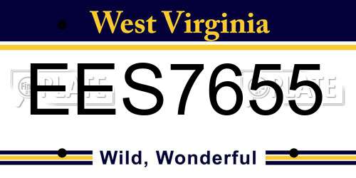 EES7655 West Virginia License Plate