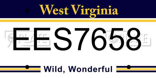 EES7658 West Virginia License Plate