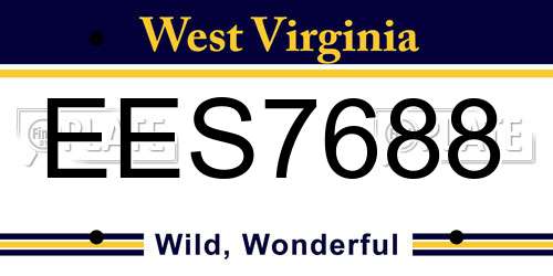 EES7688 West Virginia License Plate