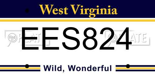 EES824 West Virginia License Plate