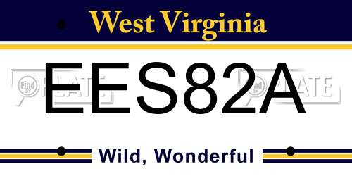 EES82A West Virginia License Plate