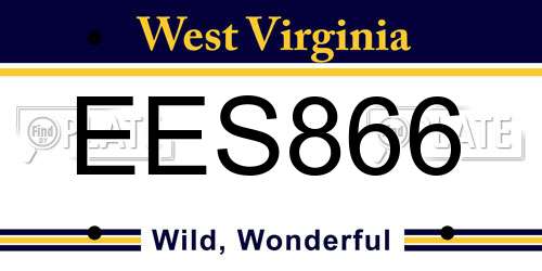 EES866 West Virginia License Plate