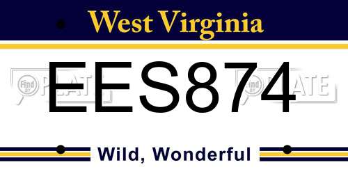 EES874 West Virginia License Plate