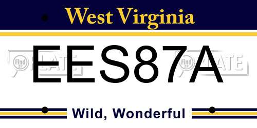 EES87A West Virginia License Plate