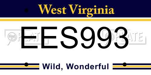 EES993 West Virginia License Plate