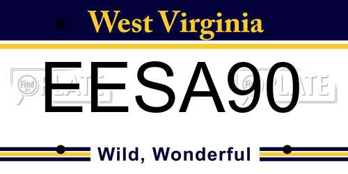 EESA90 West Virginia License Plate