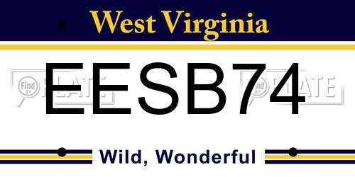 EESB74 West Virginia License Plate